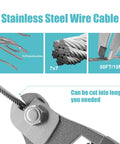Heavy Duty Shade Sail Hardware Kit With Winches And Wire Rope Rust Free Stainless Steel Sun Shade Hardware Kit For Rectangle Square Triangle Shade Sail Installation 71 Pieces wire cable details.