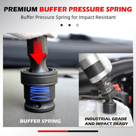 Close-up of premium buffer pressure spring for impact resistant socket, with industrial grade application.