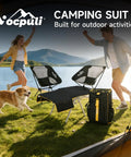 All In One Camping Backpack Table Kit With Aviation Aluminum Frame, Two Foldable Chairs, Convertible Backpack Top Table in outdoor setting