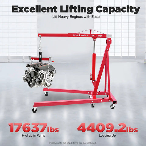 No Sweat Heavy Duty Folding Hydraulic Engine Hoist And Cherry Picker Shop Crane With Adjustable Leveler for lifting engine.