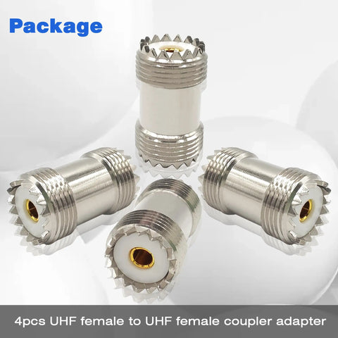 UHF Female to Female Coaxial Barrel Adapter SO239 Coupler Jack Connector set of 4 for CB and Ham Radio