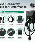 Straight Up Badass Level 2 EV Charger For Tesla With 40 Amp 9.6 KW Power Nema 14 50 Plug No Overheat Drama Smooth Plug And Play UL Listed Fast Juice Delivery Ride Ready Daily Commuter Gear with dual charger features