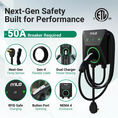 Straight Up Badass Level 2 EV Charger For Tesla With 40 Amp 9.6 KW Power Nema 14 50 Plug No Overheat Drama Smooth Plug And Play UL Listed Fast Juice Delivery Ride Ready Daily Commuter Gear with dual charger features