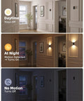 Wireless Motion Sensor Wall Light With Remote Control Rechargeable Led Sconce activity during day, night, and no motion