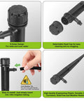 Close-up of 60 Piece 360 Degree Drip Irrigation Emitters For 1 Quarter Inch Tubing Durable Plastic Drippers with features.