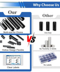 370 Piece Roll Pin Kit With SAE Slotted Spring Pins In 10 Common Sizes From 1/16 To 3/8 Inch For Home Improvement And Auto Repair, Durable Quick-Fix Fasteners, Great For Mechanical Projects And General Maintenance. comparison chart of SAE roll pins in multi-size kit