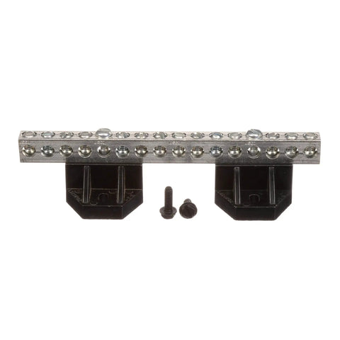 Insulated Ground Bar With 14 Terminal Positions For Isolated Neutral And Ground, Non Metal Base, screws visible