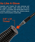 Close-up of Black 2-Piece Heavy-Duty Stainless Steel CB Radio Antenna Spring Mount Base with 3/8 x 24 thread.