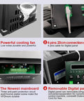 220V 2.2KW Variable Frequency Drive VFD Inverter features cooling fan, connection cable, mainboard, and digital panel details