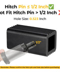 Two Inch To One Point Twenty Five Inch Trailer Hitch Adapter Sleeve with half inch hitch lock pin highlighted