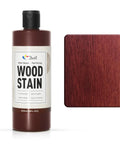 Dang Good Water Based Wood Stain For Furniture And Cabinet Refresh Slick No Sweat One Coat Matte Finish Quick Dry Low Fume Formula Solid For Indoor And Outdoor Woodwork Rich Red Cherry Shade 8 5 Oz Can next to stained wood sample.