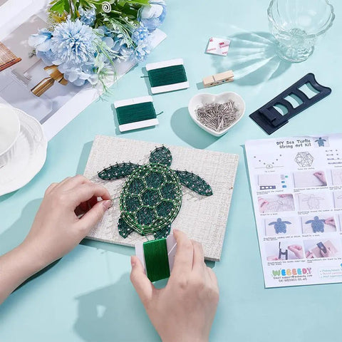 3D String Art Kit For Adults Beginners DIY Sea Turtle Craft Includes All Accessories And Frame Easy Poke Board Setup Home Wall Decor Perfect Holiday Gift For Christmas And Mother's Day