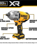 20V Max Cordless 1/2 Inch Impact Wrench With 4 Speed High Torque Beefy Brushless Motor Hog Ring Anvil LED Light Precision Wrench