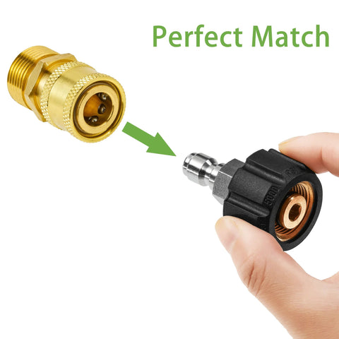 FIXFANS pressure washer adapter set; M22 14mm to 1/4 in quick-connect fittings, 2-pack