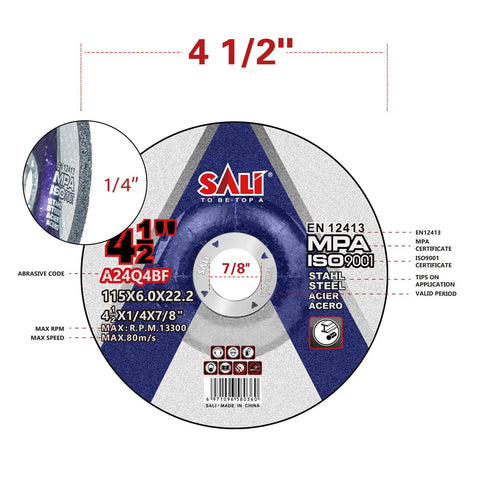 Image of 25 Pack 4.5 Inch Grinding Wheels For General Metal And Stainless Steel Aluminum Oxide Grinding Disc For Angle Grinder Depressed Center One Quarter Inch Arbor Fast Material Removal Low Vibration Smooth Finish showing product details and specifications.