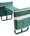 Garden Kneeler Seat Folding Kneeler Bench With Adjustable Height And 2 Tool Pouches For Gardening Camping And Picnics All In One Dual Purpose Kneeling Stool Green, side view