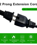 Heavy Duty Waterproof Extension Cord With A Badass 100 Ft Black Flat Cable And Standard Two Prong Plugs, detailed connector view.