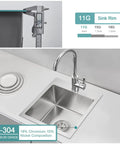 Undermount Bar Sink 13 By 15 Inch Single Bowl For Prep Kitchen, Handmade 18 Gauge T304 Stainless Steel with strainer installed