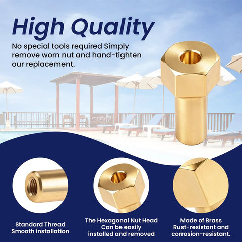 Two Piece 194997 Machined Nut Replacement Bolt Compatible With Pentair Pool And Spa De Filters Fns Fns Plus Clean And Clear Quad Kits, hexagonal brass design.