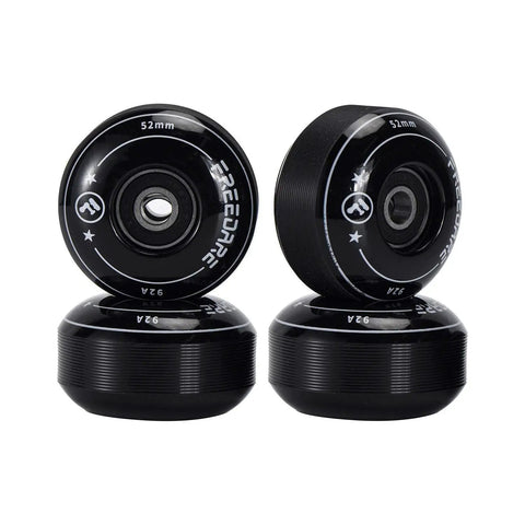52mm Skateboard Wheels With Bearings And Preinstalled Spacers 90A Black Polyurethane Pack Of 4