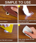 Water Based Wood Filler White Wood Putty For Trim And Cabinet Repair paint application process using scraper and sandpaper.