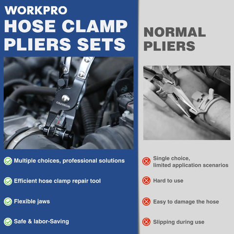 2 Piece Hose Clamp Pliers Set With 27 Inch Flexible Hose Clamp Pliers And Flat Band Pliers Removal Tool in use