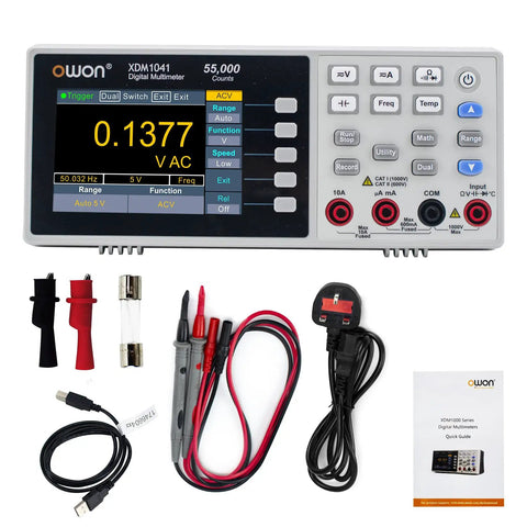 Portable Digital Multimeter With Three Point Five Inch TFT LCD Backlit Screen 55000 Counts True RMS Dual Line Display Measures AC And DC Voltage And Current Resistance Capacitance Temperature For Lab And Industrial Use with accessories