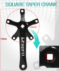 Folding Bike Crankset 170mm 130 BCD Aluminum Alloy Ultralight showing square taper interface and dimensions
