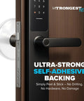 Clear Rubber Door Stoppers Extra Large Self Adhesive Wall Protectors for heavy door knobs on a wooden door.