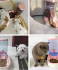 Reliable Gravity Dog Food Dispenser Automatic Cat Feeder With One Gallon Capacity For Small Medium Dogs And Cats Pink Siphon Kibble Station with cats and dog.