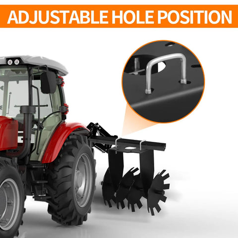Heavy Duty Disc Harrow 2 Pack For ATV UTV Use Four Rotating Disc Plow Scraper Blades with adjustable hole position on tractor