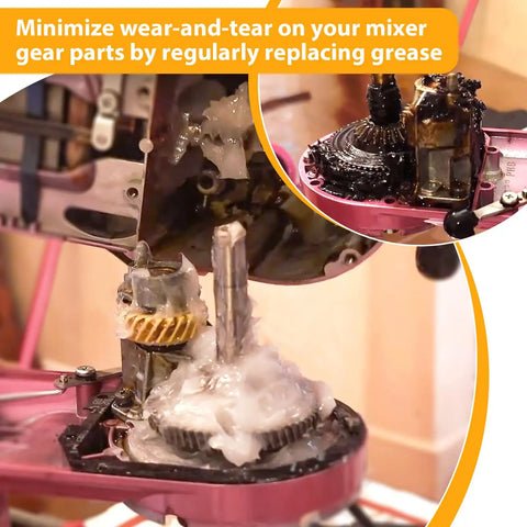 Food Grade Kitchen Grease For Home Appliances NSF H1 Safe Lubricant applied on stand mixer gear mechanism close-up