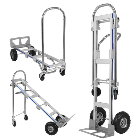Lightweight Aluminum Industrial Dolly Converts From Two Wheel Upright To Four Wheel Platform Tough As Nails Rust Proof