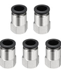 5 Pack Push To Connect Fittings For Point Forty Seven Inch Tube One Quarter Inch NPT Female Nickel Plated Brass Straight Pneumatic Adapters Quick Connect Air Line Fittings Black No Fuss