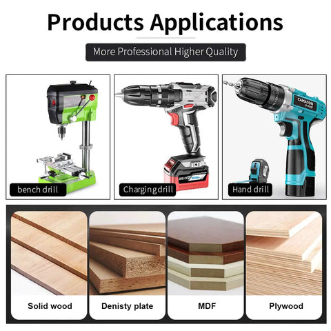 Dowel Center Point Set For Woodworking Hollow Dowel Pin Alignment Tool Marker Drill Guide shown with bench, charging, hand drills