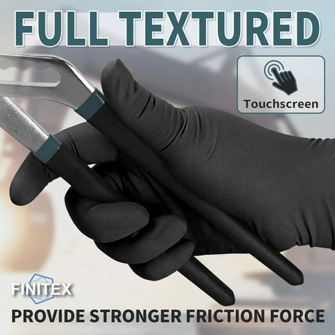 Top Shelf Black Nitrile Disposable Gloves 5 Mil Heavy Duty Textured Grip Powder Free Latex Free For Grunt Work Medical Care Kitchen Cleanup 100 Count X Large, grip tools securely.