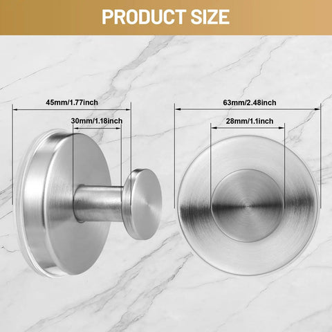Heavy Duty Suction Cup Hooks For Bathroom No Drill Towel And Robe Holder Renters Dream showing product size and dimensions.