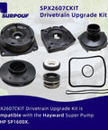 Drivetrain Upgrade Replacement Kit Fits Hayward Superpump Pumps 1 HP SP1600X with components displayed on white background.