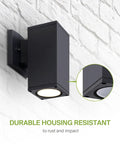 No Brainer Dusk To Dawn Outdoor Wall Light Fixture 9W LED 1000 LM Bronze Cylinder Up Down Waterproof Sconce on white wall