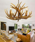Antler Chandelier With Four Lights In Resin Deer Horn Design For Dining Room Living Room Bars And Cafes Retro American Style