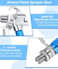 Heavy Duty Airless Paint Sprayer Gun Setup With Sturdy Nozzle Guard And Two Reversible Tips In 517 And 315 Sizes Plus Four Filter Screens for precise atomization.