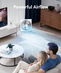 9 Inch Frameless Box Fan With 3 Speed Settings, Lightweight ABS Housing, ETL Listed in living room providing cooling