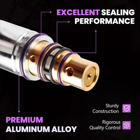 Close-up of Plug And Play AC Compressor Solenoid Valve For VW Audi 2006 2015 with aluminum build and sealing performance