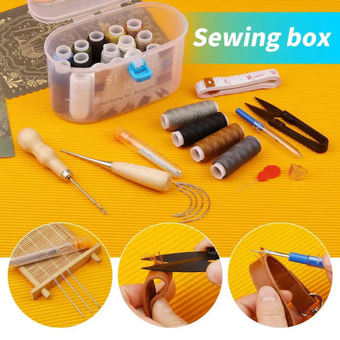 Pro Grade Heavy Duty Upholstery Repair Kit With Leather Sewing Thread Big Eye Needles And Sewing Awl 43 Piece DIY Craft Pack