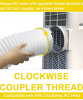 Universal Portable AC Exhaust Hose 5.9 Inch Anti Clockwise Thread With Built In Steel Ring Replacement Vent Hose being installed