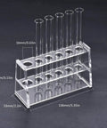 Clear Acrylic Test Tube Holder With Six Wells Ladder Style Rack For 10ml Centrifuge Tubes, dimensions shown