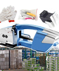 Battery Powered Strapping Machine For PP And PET Straps, Auto Tighten With No Tools Needed, Easy One-Button Tension, includes gloves