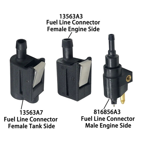 Fuel Line Connector Fittings For Mercury MerCruiser Quicksilver Outboard Engines 4HP To 40HP Easy Install Female Engine Side Fitment With 22-13563Q3 22-13563Q7 13563T3 13563T7 13563A3 13563A7 816856A3 18-8091 8M0148583 8M0182334 15781A5
