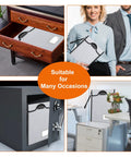 Go-To Fireproof Document Safe With Lock 5200F inside drawers, safe, and held by person, highlighting versatility and portability.