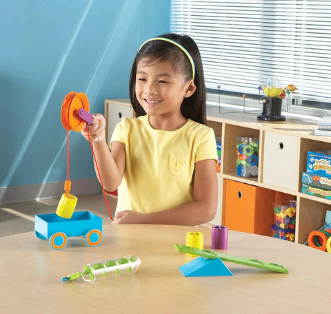Dive Into The Nitty Gritty Of Force And Motion With These Legit Simple Machines Activity Set featuring a girl using a pulley.